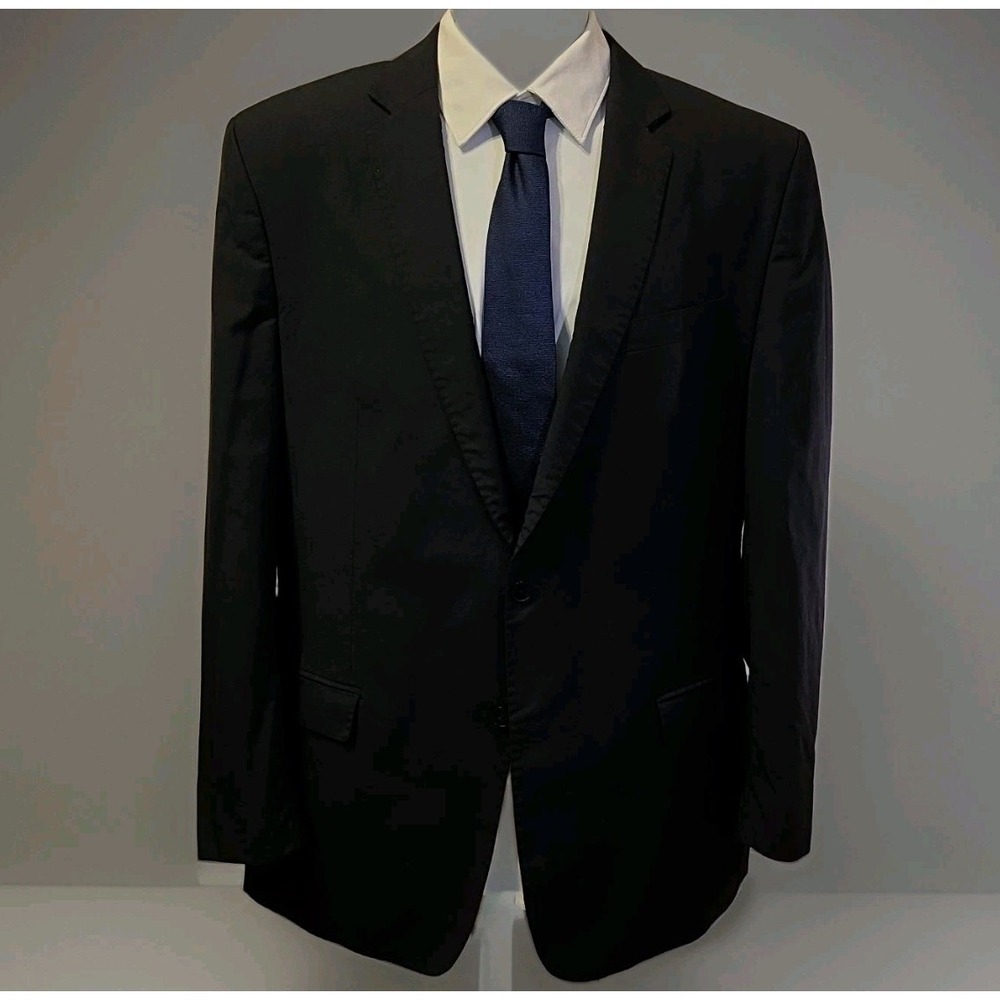 Versace Collection Mens Luxury Blazer IT 56 Black Wool Silk 2 Button Sport Coat